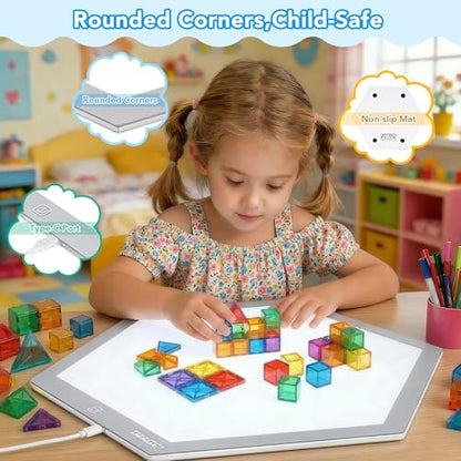IMAGE Tracing Light Box for Kids, 17.2x14.9 LED Drawing Board | Educational STEM toy, 3 adjustable brightness, ideal for early learning & art projects ﻿ (Building Blocks Not Include)