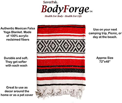 $averPak BodyForge Authentic Mexican Falsa Yoga Blanket (Red/Black/White) - color: Red/Black/White