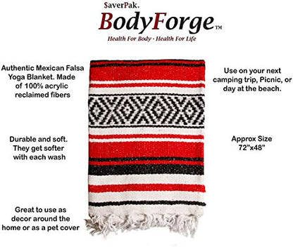 $averPak BodyForge Authentic Mexican Falsa Yoga Blanket (Red/Black/White) - color: Red/Black/White