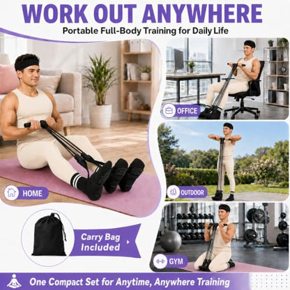 Pedal Resistance Band, Stitched Anti-Snap Elastic Pull Rope Fitness Equipment, 3-in-1 Home Workout Exercise Bands Set with Pilates Grip Socks & Headband - color: Black, size: 95LB