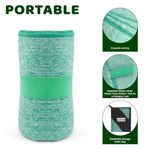 2 Pack Camping Towels for Face Hand Quick Dry Microfiber Travel Beach Hiking Backpacking Swimming Pool Hot Yoga Towel(Light Green, 2 Pack S(15.5X31 Inch) - color: Light Green, size: 2 Pack S(15.5X30 Inch