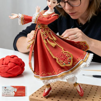 Air Dry Clay Lightweight, Flexible Modeling Clay for Adults Arts and Crafts | Professional & Moldable, Soft & No-Stick, Polymer Clay for Sculpting, Molding,Anime Figures,Making Costumes,DIY Projects - color: Red