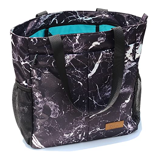 ESVAN Original Floral Tote Bag Large Shoulder Bag with Multi Pockets for Gym Travel Beach Daily Bags - color: C