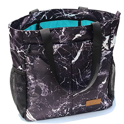 ESVAN Original Floral Tote Bag Large Shoulder Bag with Multi Pockets for Gym Travel Beach Daily Bags - color: C