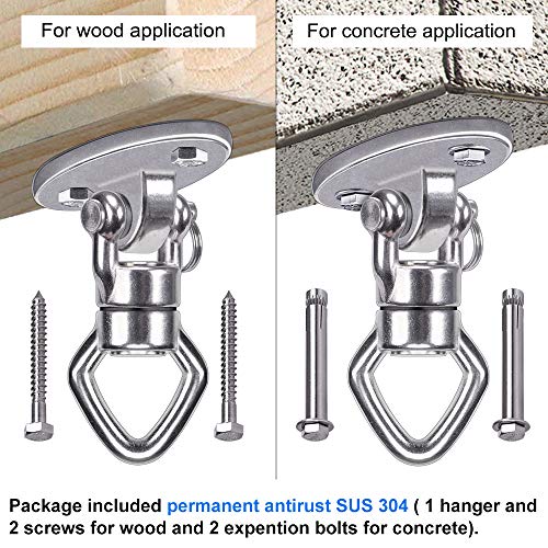 BeneLabel Swing Hanger with Bearing Swivel 800LB Capacity Stainless Steel Ceiling Mount Bracket Hanging Kit for Aerial Silks, Swings, Hammocks, Hanging Chair, Aerial Hoop, Heavy Bag, Yoga Swing - color: Oval Base Hanger(1 Pack)