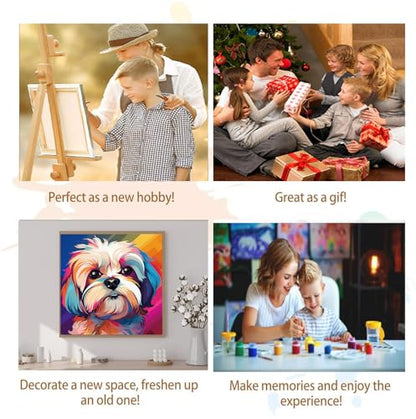Artunion Framed Paint by Numbers Kit for Adults Beginners & Kids Ages 8-12,Shih Tzu Paint by Number with Frame,Dog Animal Easy Paint by Numbers Kit on Canvas 10 * 10 Inch Without Easel - color: ZXT-375-F