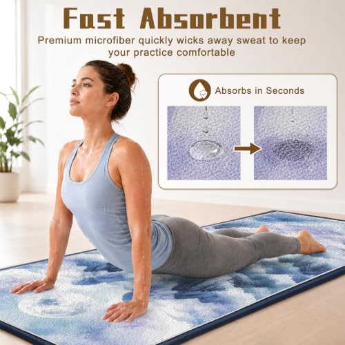 Yoga Mat Towel, Hot Yoga Towel High-Definition Pattern, Machine Washable with Ultra-Absorbent Yoga Towels for Hot Yoga Non Slip for Fitness, Exercise, Pilates, 72 x 27 in, Mountain - color: Mountain