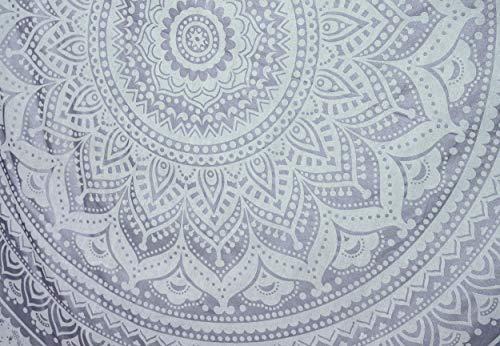 Popular Handicrafts Tapestry Wall Hanging Hippie Ombre Mandala Bohemian Hippy Metallic Shine Intricate Indian Tapestries Bedspread 54 x 82 Inches (140cm x 210cm) Silver - color: Silver, size: 82"L x 54"W