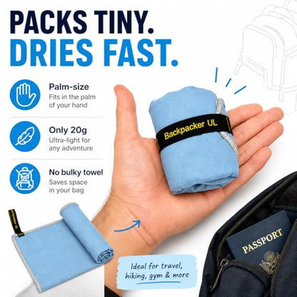 Elite Trail Magic Backpacking Ultralight Quick Dry Microfiber Soft Fast Drying Hand and Face Towel Wash Cloth Camping Yoga Hiking Active Lifestyle Small - color: Blue