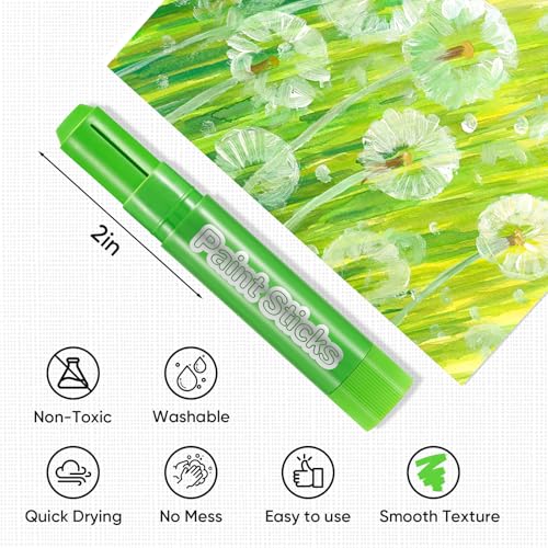 24 Colors Tempera Paint Sticks,Washable Paint Sticks for Kids,Non-Toxic,90s Quick Drying, Allergen Free and High Coverage Solid Tempera Paint Stick,Ideal Gifts for Kids and Toddlers - color: 12 Classic+6 Metallic+6 Neon