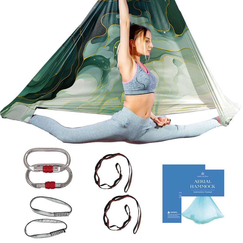 Aerial Yoga Hammock Swing, 4.5 Yards, Aerial Silks with Hardware - color: Earth-Ombre, size: 4.5 yards