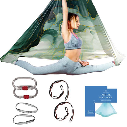 Aerial Yoga Hammock Swing, 4.5 Yards, Aerial Silks with Hardware - color: Earth-Ombre, size: 4.5 yards