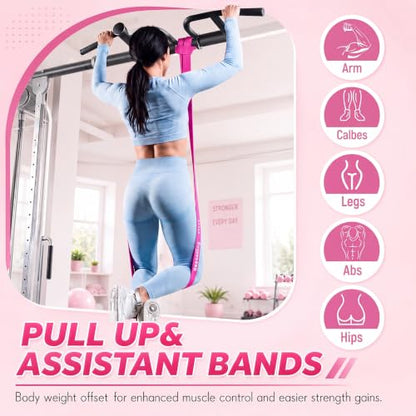 Seenelling Resistance Bands Set, Pull up Exercise Loop,Berry Pink,6 Levels | Loop Design Training Bands for Full-body Strength Stretching, Yoga, Portable Home Gym, Targets Legs Arms Back Glutes