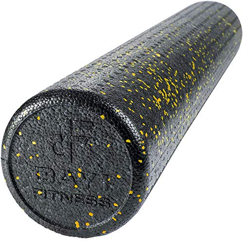 Day 1 Fitness High Density Muscle Foam Rollers - Sports Massage Rollers for Stretching, Physical Therapy, Deep Tissue, Myofascial Release - Ideal for Exercise and Pain Relief - Speckled Yellow, 24” - color: Yellow Speckled, size: 24"
