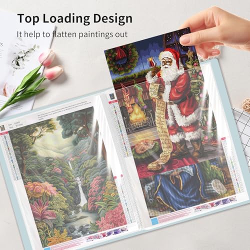 A3 Diamond Painting Storage Book, 60 Views Art Portfolio Presentations Folder with 30 Pages Protectors, 17.3x12.8in Green - color: Green