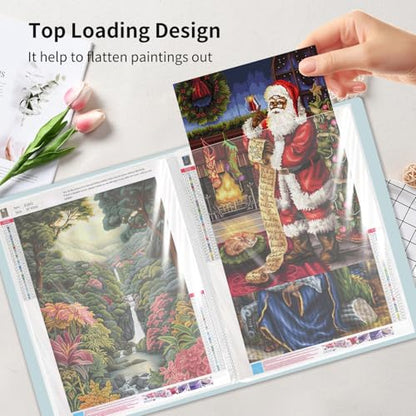 A3 Diamond Painting Storage Book, 60 Views Art Portfolio Presentations Folder with 30 Pages Protectors, 17.3x12.8in Green - color: Green