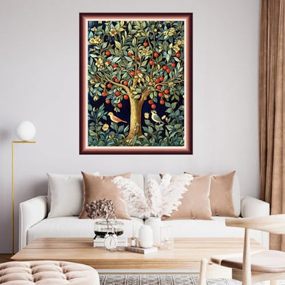 Fanxvivy Stamped Cross Stitch Kits for Beginners Full Range of Cross Stitching Preprinted Embroidery Kits for Adults, 11CT Embroidery Pattern Needlepoint Kits-Birds and Trees 16x20 inch - color: Artdesign29