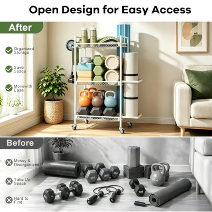Yoga Mat Storage Rack Space-Saving Home Gym Organizer Sturdy Workout Equipment Holder for Yoga Mat Foam Roller and Fitness Accessories