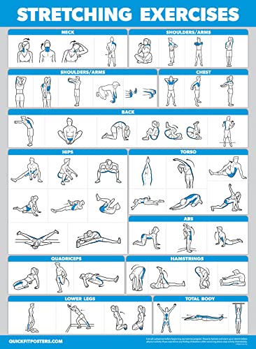 Palace Learning 2 Pack - Yoga Block Poses + Stretching Exercise Poster Set - Yoga Positions with Blocks Chart - Set of Two Fitness Charts