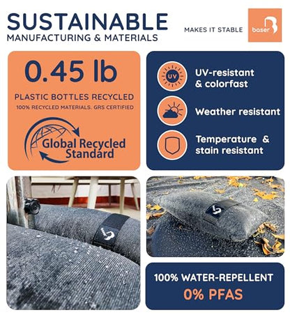Baser Original Sandbags Fillable Weight Bags for Patio Umbrella Bases, Weather Resistant Recycled Polyester for Outdoor Furniture Windproof Stability - size: 2 x 33 lbs