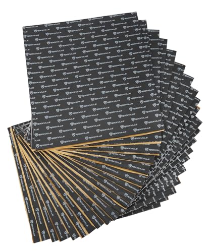 Rockville RockMat Pro 50 Sq Ft 3-in-1 Car Sound Deadener, 275mil, 20 Sheets | Foam/Rubber/Aluminum, Self-Adhesive, Waterproof, 7mm Thick, Includes Roller, Non-Toxic, Vibration Dampening, Paintable - style: 50 SQUARE FEET