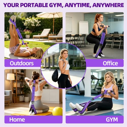 2026 New Resistance Band with Handles&Non-Slip Comfort Pedals, 90LBS Adjustable Latex Bandsfor Women and Men - color: Pink