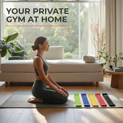 Resistance Bands Set of 5, 100% Natural Latex Skin-Friendly Exercise Loop Bands with 5 Resistance Levels for Legs, Glutes, Arms, Back - Includes Carry Bag for Home, Gym, Yoga, Pilates, Training