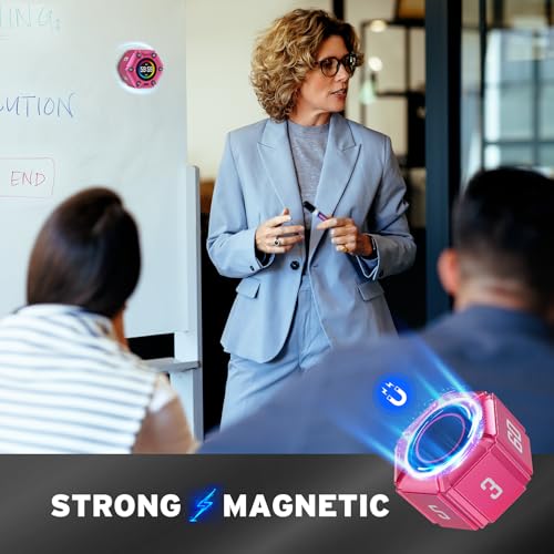 Smart FILP Pomodoro Timer 3/5/10/25/30/60min Preset, Silent & Sound Alarm - color: Hot Pink