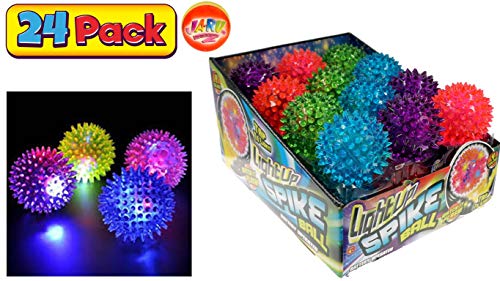 JA-RU Light Up Spiky Balls for Kids (24 Pack) – Light Up Bouncy Balls, Spiky Fidget Toys for Stress Relief, Sensory Bin Filler, Bulk Party Favors, & Classroom Prizes. 695-24p - size: 24 Pack of Spike Balls