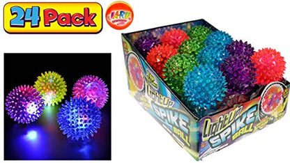 JA-RU Light Up Spiky Balls for Kids (24 Pack) – Light Up Bouncy Balls, Spiky Fidget Toys for Stress Relief, Sensory Bin Filler, Bulk Party Favors, & Classroom Prizes. 695-24p - size: 24 Pack of Spike Balls
