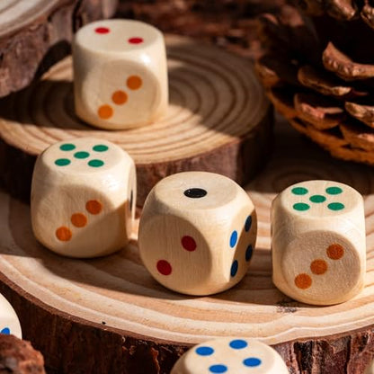 10PCS 16mm D6 Dice Set Wooden 6 Sided Dice Set for D&D Board Games - color: D6-color P