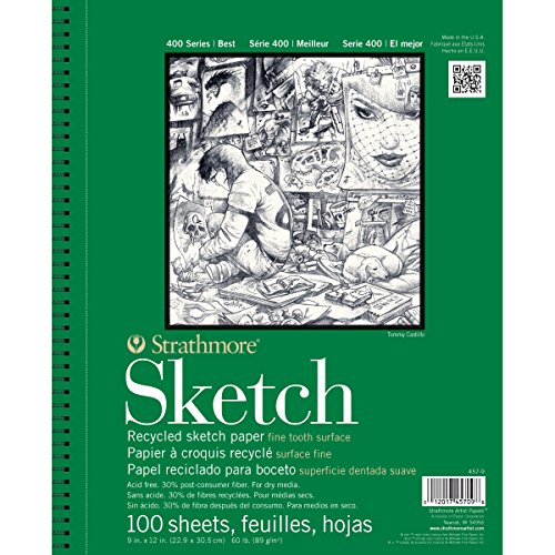 Strathmore 400 Series Wire Bound Sketch Pad, 60 lb. Recyled Paper, 5.5 X 8.5 inches, White, 100 Sheets (457-5) - size: 5.5x8.5