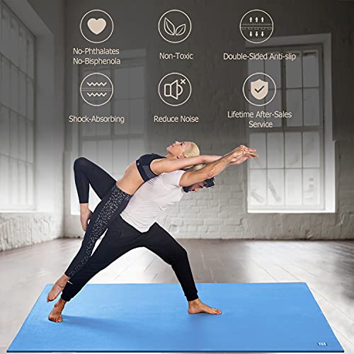 GXMMAT Large Yoga Mat 6'x4'/6'x6'(7mm) & 7'x5'(9mm) - color: Blue Sky, size: 6*6 FT