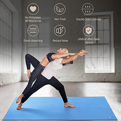 GXMMAT Large Yoga Mat 6'x4'/6'x6'(7mm) & 7'x5'(9mm) - color: Blue Sky, size: 6*4 FT