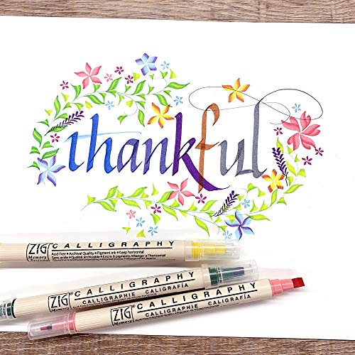 Zig Memory System Calligraphy Markers, Multicolor, 8-Pack