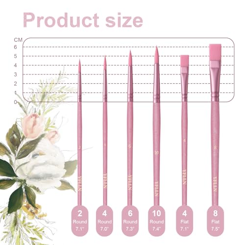 Paint Brushes Set for Acrylic Painting,Watercolor Brushes Painting Brush Nylon Hair Brushes for Acrylic Oil Watercolor Canvases Rock Body Face Nail Miniature Detailing Drawing Art Supplies(Pink) - color: Pink