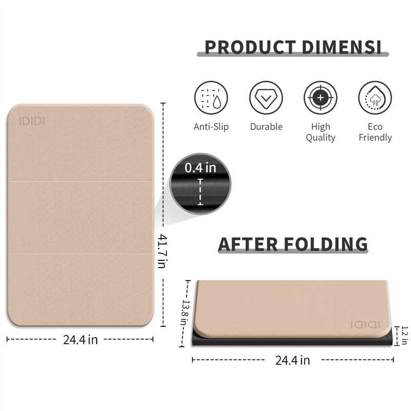 Foldable Exercise Pad Extra Thick 1.2" x 14" x 24" - color: Beige+Black