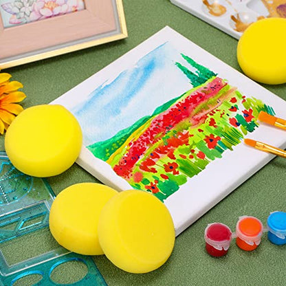 Zhehao 60 Pcs Round Painting Sponge 3 Inch Yellow Synthetic Artist Sponges for Painting, Crafts, Ceramics, Pottery, Watercolor, Household Use