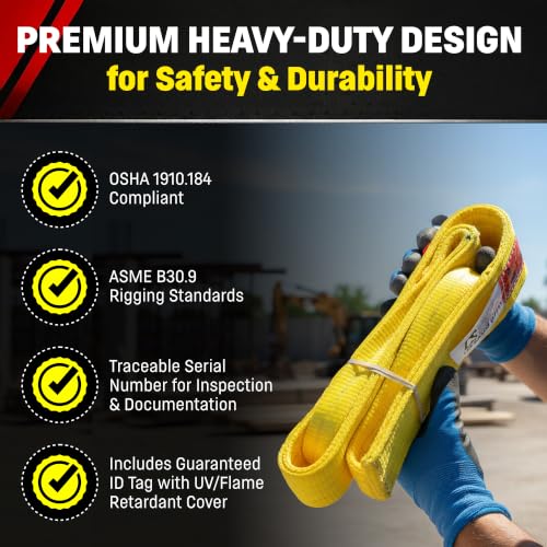 DD Sling (USA Made). 3" Widths by 6' to 20' Lengths in Listing, 2 Ply Twisted Eye, Nylon Lifting Slings, Eye & Eye, 8,900 lbs Vert, 7,200 lbs Choker, 17,800 lbs Basket Load Capacity (3" x 6') - size: 3 in x 6 ft