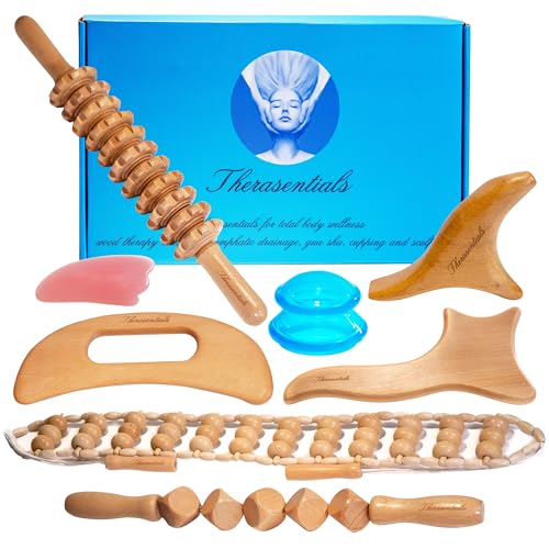 Wood Therapy Massage Tools 12-in-1 Multi-use, Lymphatic Drainage Massager, Maderoterapia Kit - Anti Cellulite Complete Body Sculpting Tools for Total Relaxation & Relief - Massager Tool for Anti Aging