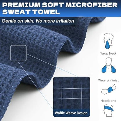 Microfiber Gym Towels for Working Out, Quickly Dry Yoga Towels for Men & Women Tennis, 16 Inch x 27 Inch, 6 Pack, Navy Blue - color: Navy Blue