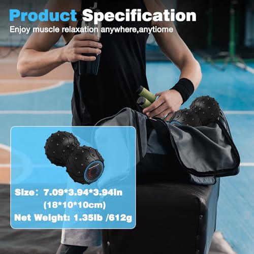 Upgraded 5-Speed Vibrating Massage Ball, Rechargable Peanut Massage Ball for Fitness, Training, Therapy and Relaxation - color: Black (Double Peanut)