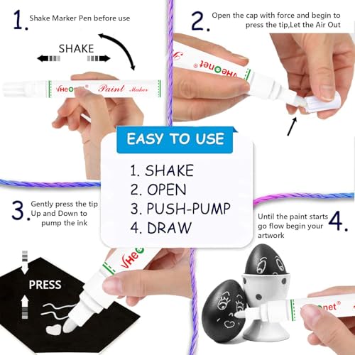 Pink Paint Pens Permanent Paint Markers - 6 Pack Oil Based Marking Pens, Medium Point, Quick Drying and Waterproof Pens for Rock Painting Car Tyre Metal, Plastic, Canvas, Wood - color: Pink