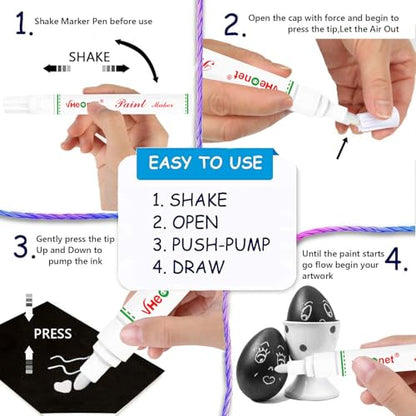 Pink Paint Pens Permanent Paint Markers - 6 Pack Oil Based Marking Pens, Medium Point, Quick Drying and Waterproof Pens for Rock Painting Car Tyre Metal, Plastic, Canvas, Wood - color: Pink