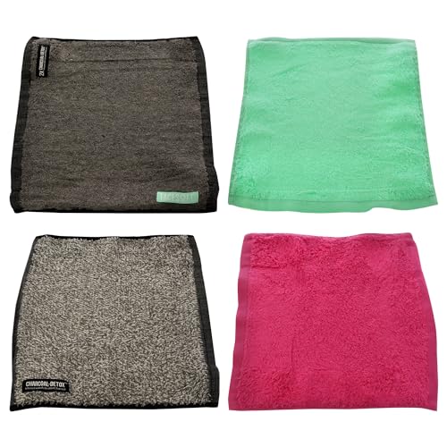 FaceSoft Eco Mini Gym Towels for Working Out - Double Activated Charcoal Sweat Towels for Gym and Sports - Soft and Absorbent Cotton - No Synthetic Microfibers - 4 Piece Exercise Towel Set