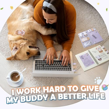 Hommie Cute Sticky Notes, Dog Sticky Notes Set Planner Dividers Self-Stick Notes Pads Animal Divider Tabs Bundle Writing Memo for Dog Lovers Home Office School Supplies - color: Dog(purple Background)