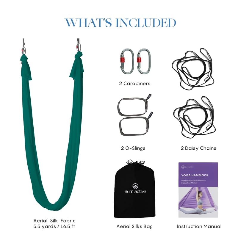 Aerial Yoga Hammock Swing, 4.5 Yards, Aerial Silks with Hardware - color: Teal, size: 5.5 yards