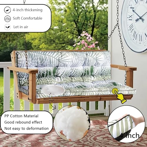 Porch Swing Cushion Three Seat Waterproof, Bamboo Leaves, 40 x 55in - color: Bamboo Leaves, size: 40 x 55in
