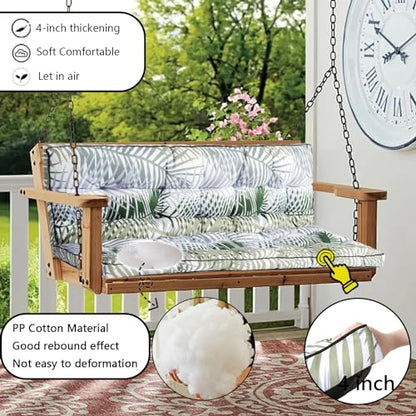 Porch Swing Cushion Three Seat Waterproof, Bamboo Leaves, 40 x 55in - color: Bamboo Leaves, size: 40 x 55in