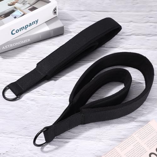 TOBWOLF 2PCS Pilates Straps for Reformer, Double Loop D Ring Foot Hand - color: Black
